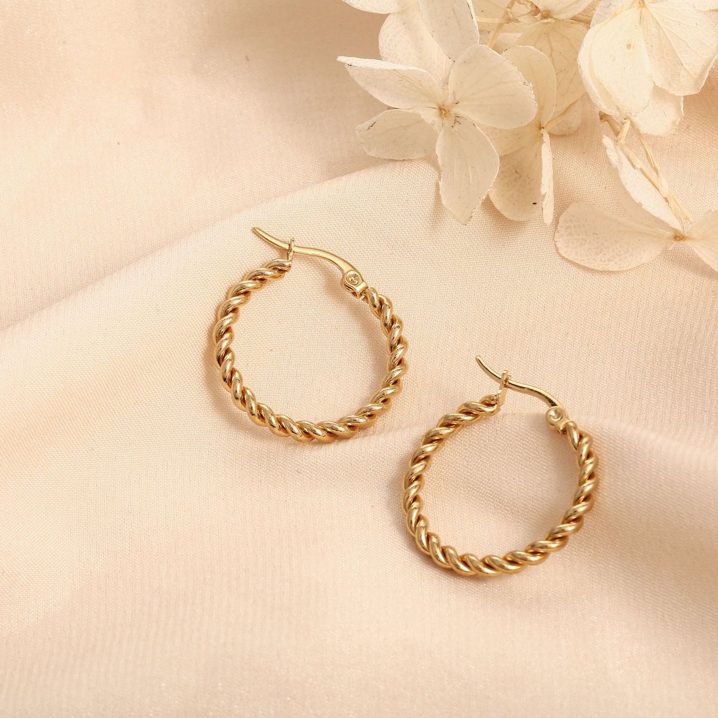 Ziya Twisted Gold Hoop Earrings